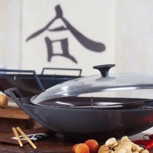 Le Creuset Wok Aus Gusseisen Mit Glasdeckel In Schwarz 6